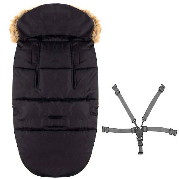 Конверт Springos SB0019 4 в 1 з хутром для коляски санок гондоли 90 см Золотий чорний (5907719410371) - зображення 7