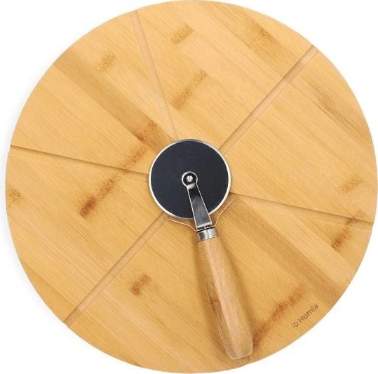 Deska do krojenia pizzy Homla Bambou z nożem 32 cm (5902869958384) - obraz 1