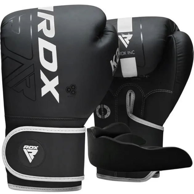 Рукавички боксерські з капою RDX F6 Kara Matte розмір 8 унцій, чорно-білі - Фото 1 Рукавички боксерські з капою RDX F6 Kara Matte розмір 8 унцій, чорно-білі - изображение 1