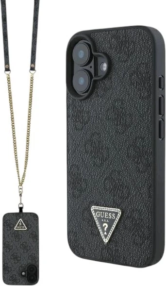 Панель Guess Leather Metal Logo Strass Crossbody для Apple iPhone 16 Black (GUHCP16SP4TDSCPK) - зображення 1