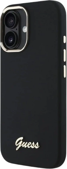 Панель Guess Silicone Script Metal Logo & Frame для Apple iPhone 16 Black (GUHCP16SSMBSLK) - зображення 3