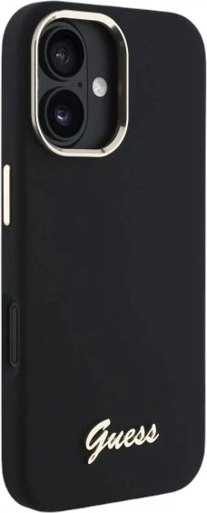 Панель Guess Silicone Script Metal Logo & Frame для Apple iPhone 16 Black (GUHCP16SSMBSLK) - зображення 4