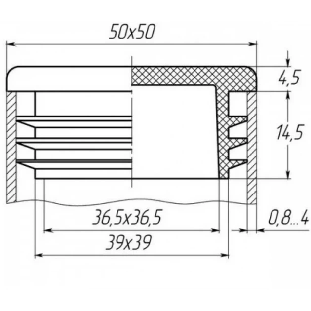 Заглушка для труби Termoplast внутрішня квадратна 50x50мм пластик Чорна (ZG0772) - изображение 2