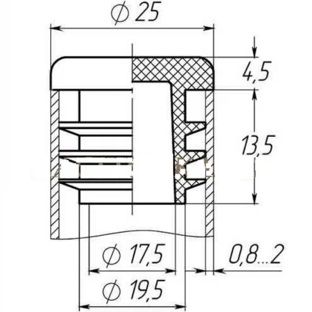 Заглушка для труби Termoplast внутрішня кругла D=25мм пластик Чорна (ZG0777) - изображение 2