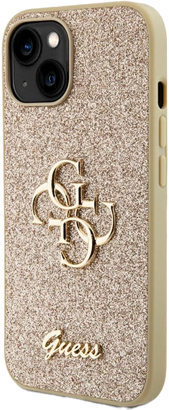 Etui plecki Guess Glitter Script Big 4G do Apple iPhone 13/14/15 Gold (3666339147785) - obraz 2