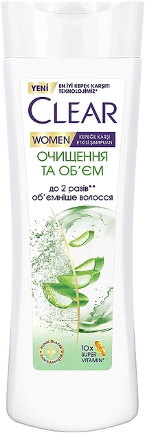 Шампунь против перхоти для женщин "Очищение и объем" - Clear 350ml (1330786-1620750797-2) - Фото 1 Шампунь против перхоти для женщин "Очищение и объем" - Clear 350ml (1330786-1620750797-2) - изображение 1