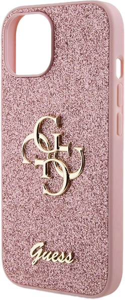 Панель Guess Glitter Script Big 4G для Apple iPhone 13/14/15 Pink (3666339147648) - зображення 5