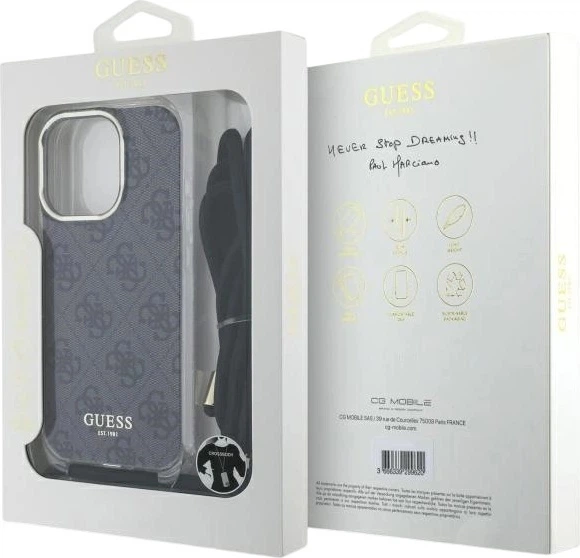Панель Guess Crossbody Cord 4G Print для Apple iPhone 16 Pro Max Black (GUHCP16XHC4SEK) - зображення 8