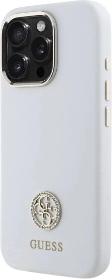 Панель Guess Silicone Logo Strass 4G для Apple iPhone 16 Pro Max White (GUHCP16XM4DGPH) - зображення 3