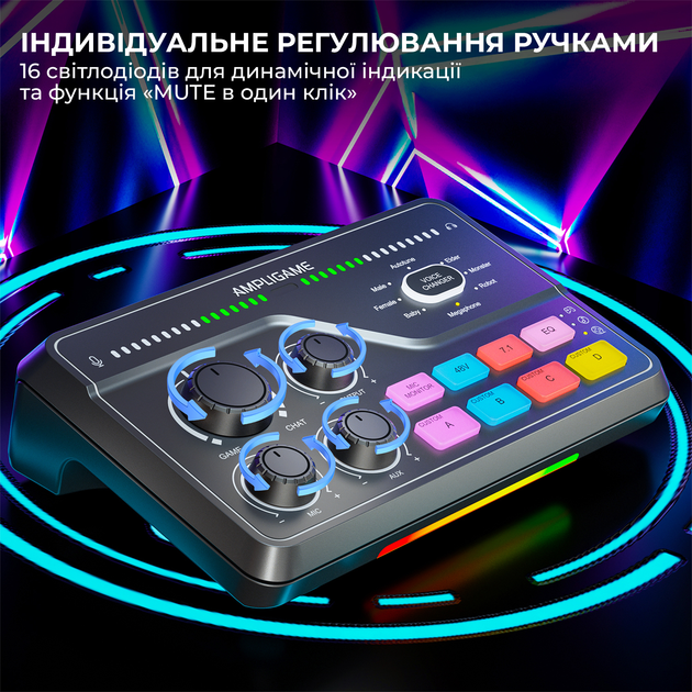 Мікшерний пульт Fifine gaming sound card (SC8) Black – фото