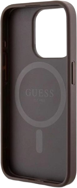 Etui plecki Guess 4G Collection Leather Metal Logo MagSafe do Apple iPhone 15 Pro Brown (3666339226480) - obraz 6