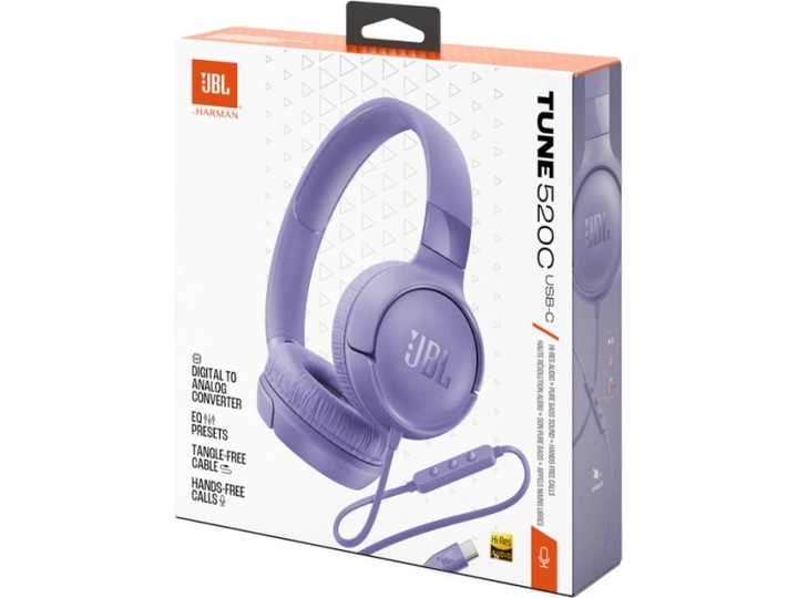 Навушники з мікрофоном JBL Tune 520C USB-C Purple (T520CPUR) - Фото 8 Навушники з мікрофоном JBL Tune 520C USB-C Purple (T520CPUR) - изображение 8