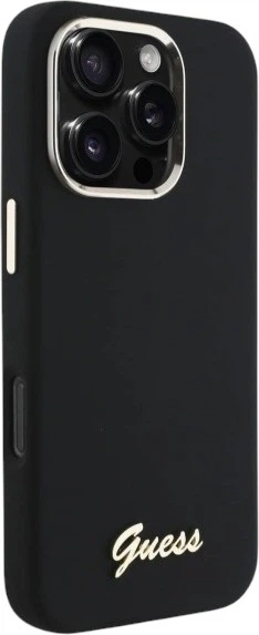 Панель Guess Silicone Script Metal Logo & Frame для Apple iPhone 16 Pro Max Black (GUHCP16XSMBSLK) - зображення 4