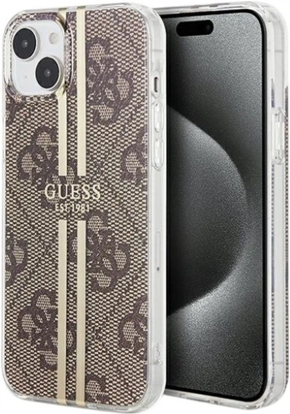 Панель Guess IML 4G Gold Stripe для Apple iPhone 15 Plus/14 Plus Brown (GUHCP15MH4PSEGW) - зображення 1
