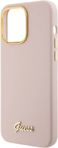 Панель Guess Silicone Script Metal Logo & Frame для Apple iPhone 15 Pro Pink (GUHCP15LSMBSLP) - зображення 6