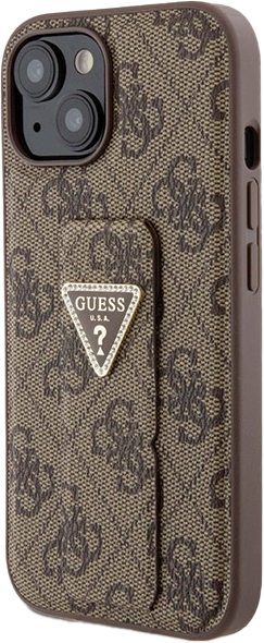 Etui Guess Grip Stand 4G Triangle Strass do Apple iPhone 13/14/15 Brown (3666339197438) - obraz 2