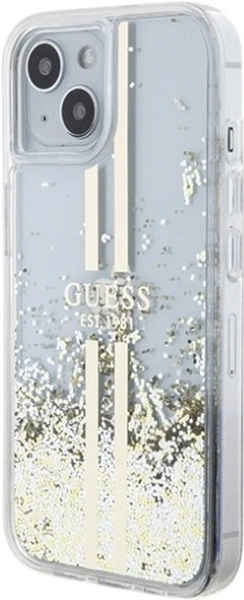 Панель Guess Liquid Glitter Gold Stripes для Apple iPhone 15 Plus/14 Plus Transparent (GUHCP15MLFCSEGT) - зображення 2