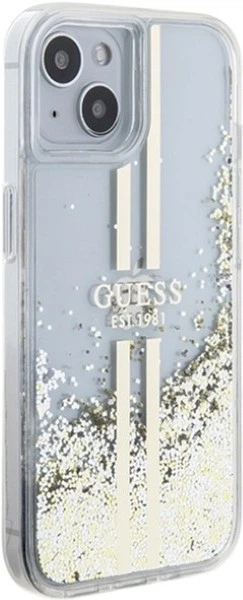Панель Guess Liquid Glitter Gold Stripes для Apple iPhone 15 Plus/14 Plus Transparent (GUHCP15MLFCSEGT) - зображення 4