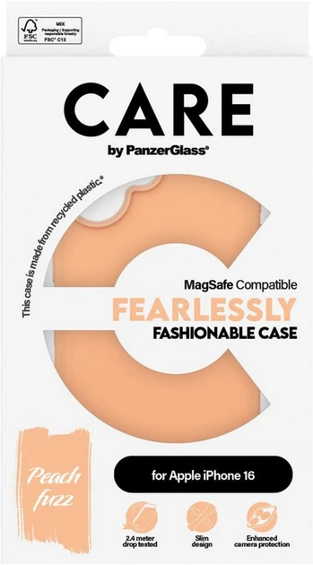 Etui Panzer Glass CARE Fearlessly Fashionable Case MagSafe do Apple iPhone 16 Peachy (5715685004551) - obraz 4