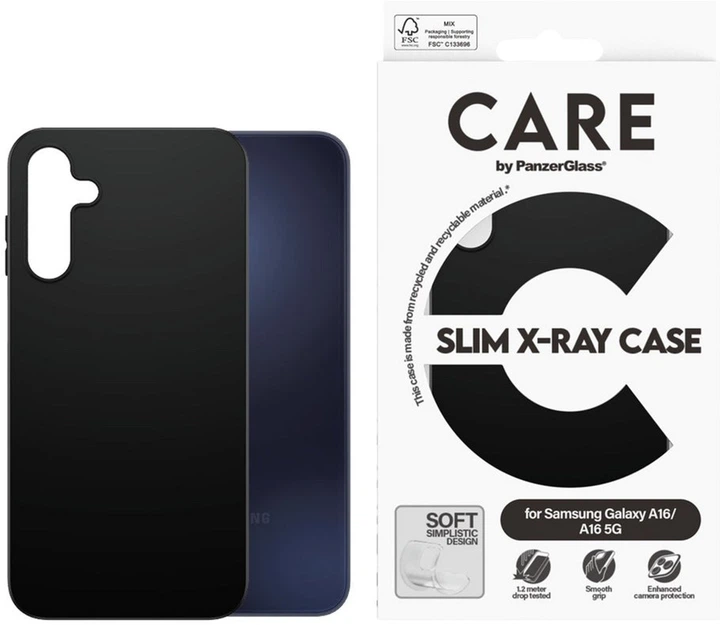 Etui Panzer Glass CARE Slim X-Ray Case do Samsung Galaxy A16 Black (5715685015021) - obraz 3