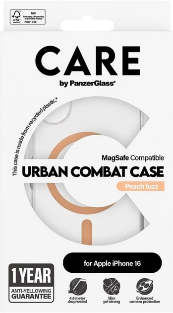 Etui Panzer Glass CARE Urban Combat Case MagSafe do Apple iPhone 16 Peachy (5715685004391) - obraz 4