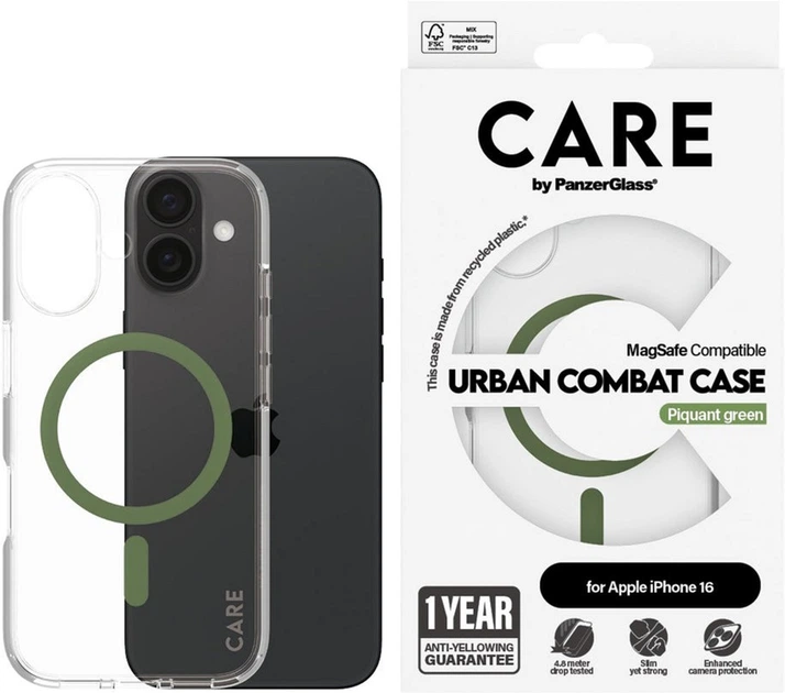 Etui Panzer Glass CARE Urban Combat Case MagSafe do Apple iPhone 16 Green (5715685004353) - obraz 3
