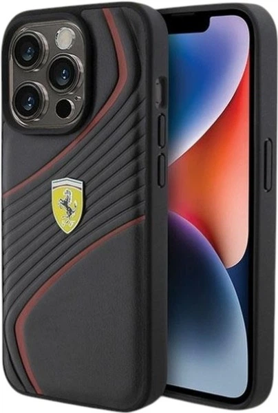 Etui Ferrari Twist Metal Logo do Apple iPhone 15 Pro Black (FEHCP15LPTWK) - obraz 1
