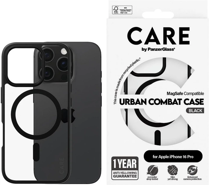 Панель Panzer Glass CARE Flagship Urban Combat Case MagSafe для Apple iPhone 16 Pro Black (5715685004247) - зображення 3