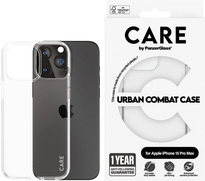 Etui Panzer Glass CARE Flagship Urban Combat Case do Apple iPhone 15 Pro Max Transparent (5715685005596) - obraz 3