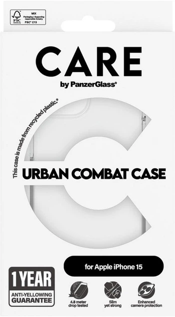 Etui Panzer Glass CARE Flagship Urban Combat Case do Apple iPhone 15 Transparent (5715685005565) - obraz 4