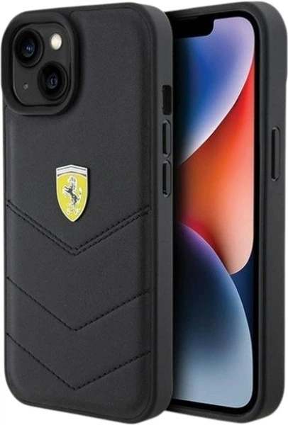 Etui Ferrari Quilted Metal Logo do Apple iPhone 15/14/13 Black (FEHCP15SRDUK) - obraz 1