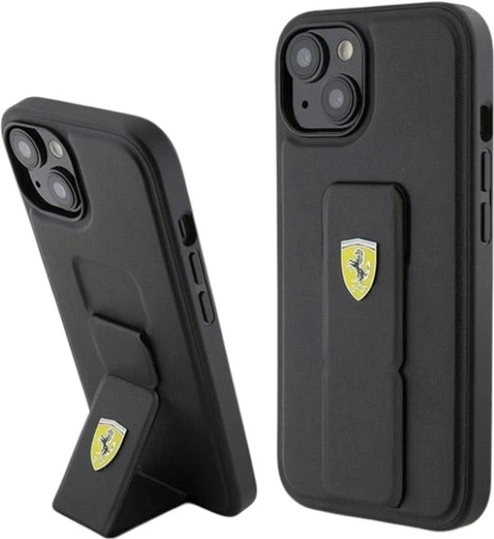 Etui Ferrari Grip Stand Metal Logo do Apple iPhone 15/14/13 Black (FEHCP15SGSPSIK) - obraz 1
