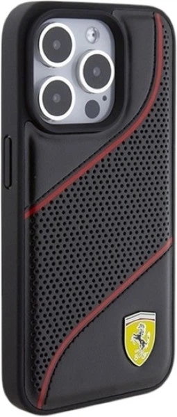 Etui Ferrari Perforated Waves Metal Logo do Apple iPhone 15 Pro Black (FEHCP15LPWAK) - obraz 4