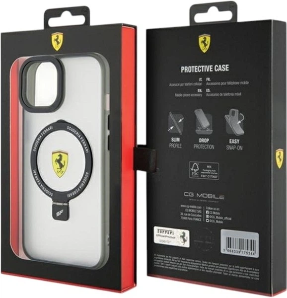 Etui Ferrari Ring Stand 2023 Collection MagSafe do Apple iPhone 15/14/13 Black (FEHMP15SUSCAK) - obraz 8