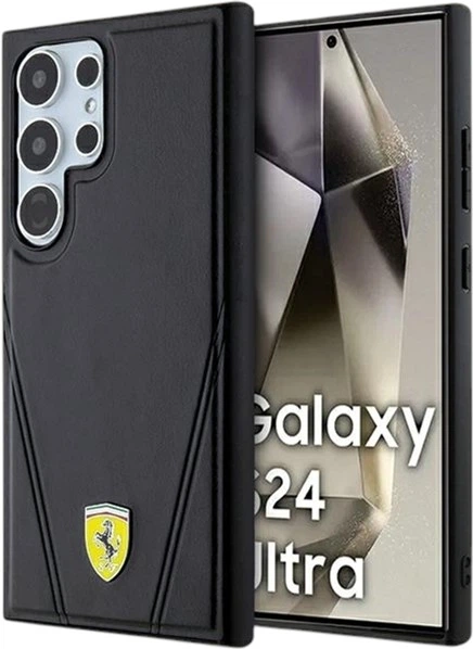 Etui Ferrari Hot Stamp V Lines MagSafe do Samsung Galaxy S24 Ultra Black (FEHMS24LP3BAK) - obraz 1