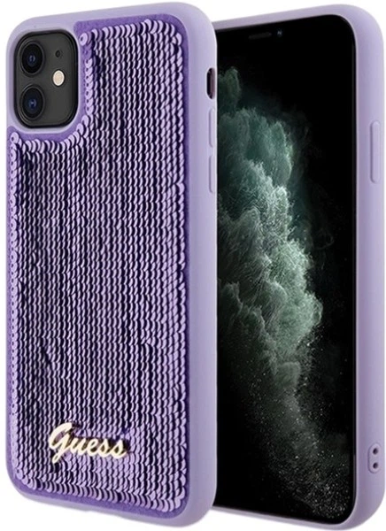 Etui Guess Sequin Script Metal do Apple iPhone 11/Xr Purple (GUHCN61PSFDGSU) - obraz 1