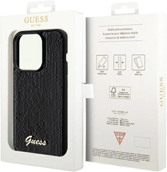 Etui Guess Sequin Script Metal do Apple iPhone 14 Pro Black (GUHCP14LPSFDGSK) - obraz 8