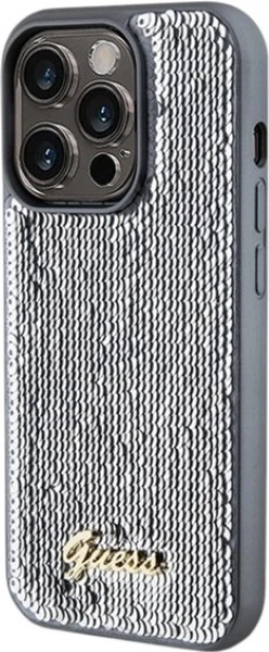 Etui Guess Sequin Script Metal do Apple iPhone 14 Pro Silver (GUHCP14LPSFDGSS) - obraz 2