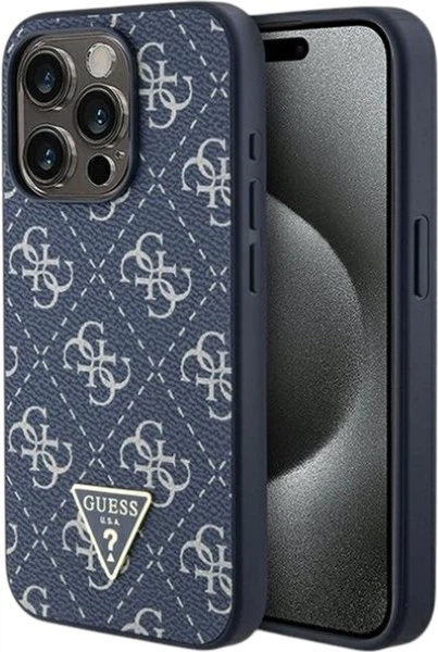 Панель Guess 4G Triangle Metal Logo для Apple iPhone 15 Pro Blue (GUHCP15LPG4GPB) - зображення 1