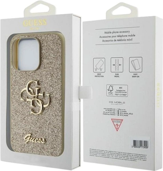 Etui Guess Glitter Script Big 4G do Apple iPhone 15 Pro Gold (GUHCP15LHG4SGD) - obraz 8