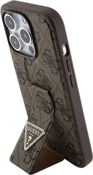 Etui Guess Grip Stand 4G Triangle Strass do Apple iPhone 15 Pro Brown (GUHCP15LPGS4TDW) - obraz 2