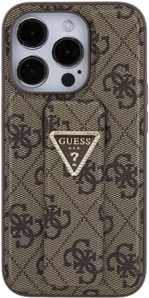 Etui Guess Grip Stand 4G Triangle Strass do Apple iPhone 15 Pro Brown (GUHCP15LPGS4TDW) - obraz 4