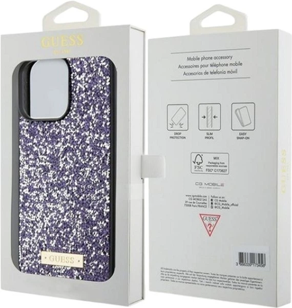 Панель Guess Rhinestone Metal Logo для Apple iPhone 15 Pro Purple (GUHCP15LPFGSBSP) - зображення 8