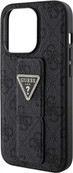 Etui Guess Grip Stand 4G Triangle Strass do Apple iPhone 15 Pro Black (GUHCP15LPGS4TDK) - obraz 7