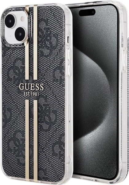 Панель Guess IML 4G Gold Stripe для Apple iPhone 15 Plus/14 Plus Black (GUHCP15MH4PSEGK) - зображення 1