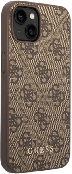 Панель Guess 4G Metal Gold Logo для Apple iPhone 15 Plus/14 Plus Brown (GUHCP15MG4GFBR) - зображення 4