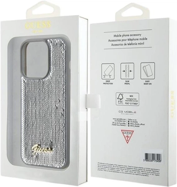 Панель Guess Sequin Script Metal для Apple iPhone 15 Pro Silver (GUHCP15LPSFDGSS) - зображення 8