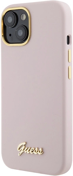 Etui Guess Silicone Script Metal Logo & Frame do Apple iPhone 15/14/13 Pink (3666339149185) - obraz 2
