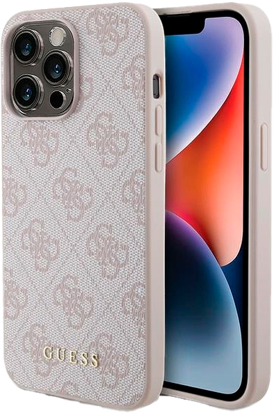 Панель Guess 4G Metal Gold Logo для Apple iPhone 15 Pro Max Pink (3666339171810) - зображення 1