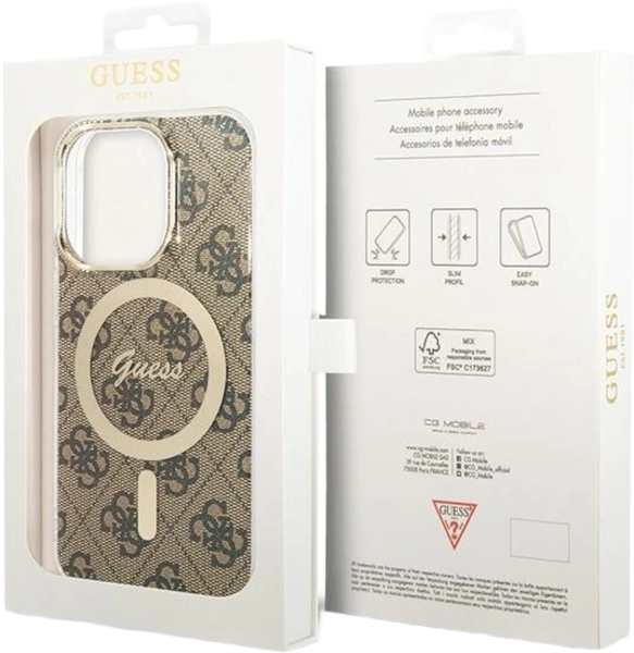 Etui plecki Guess IML 4G MagSafe do Apple iPhone 15 Pro Brown (3666339194604) - obraz 7